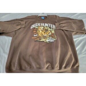 Puritan Deer Hunter Sweatshirt Brown Graphic Crewneck 2XL Hunting Buck Outdoors